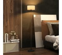 HOMCOM Modern Standing Lamp with Double Layer Shade & Foot Switch - Black | TJ Hughes
