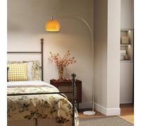 HOMCOM Modern Standing Lamp with Shade & Foot Switch, Orange HOMCOM Orange