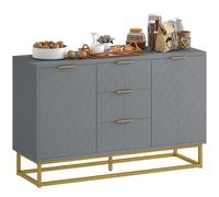 HOMCOM Modern Storage Cabinet Freestanding Cupboard with 3 Drawers for Dining Room, Living Room, Grey Aosom UK