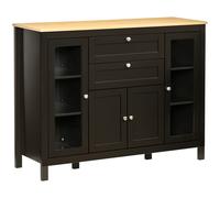 HOMCOM Modern Storage Cabinet, Sideboard with Oak Top, 4 Doors, 2 Drawers and 5 Adjustable Shelves, Black Brown
