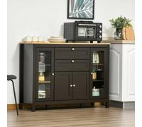 HOMCOM Modern Storage Cabinet with 4 Doors and 2 Drawers, Black Brown