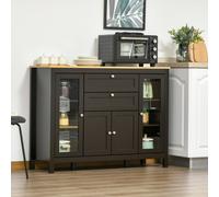 Homcom Modern Storage Cabinet With 4 Doors And 2 Drawers, Black Brown