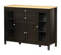 HOMCOM Modern Storage Cabinet with 4 Doors and 2 Drawers, Black Brown