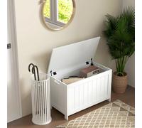 Homcom Modern Storage Chest With 2 Safety Hinges For Living Room, Entryway In White White One Size