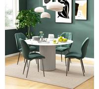 HOMCOM Set of 4 Dark Green Flannel Upholstered Modern Dining Chair - Wilko