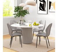 HOMCOM Modern Style Kitchen Chairs Set of 4 with Flannel Upholstered, Light Grey