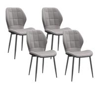 HOMCOM Modern Style Kitchen Chairs Set of 4 with Flannel Upholstered, Light Grey