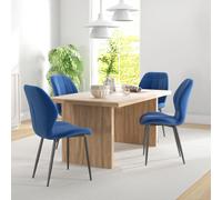 Modern Style Kitchen Chairs Set of 4 with Velvet Upholstered, Dark Blue HOMCOM Dark Blue 4 Person