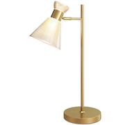 HOMCOM Modern Table Lamp with Adjustable Flower-Shaped Head and Glass Shade | Bedside Lamp with E27 Socket for Bedroom, Living Room, Studio, Bulb Not Included, Gold Tone