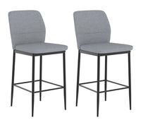 HOMCOM Modern Tall Chairs, Set of 2 Velvet Bar Stools with Footrest and Backrest, Kitchen & Living Room Stools, Grey