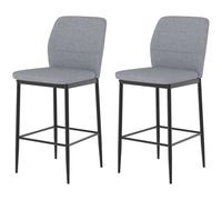HOMCOM Modern Tall Chairs, Set of 2 Velvet Bar Stools with Footrest and Backrest, Kitchen & Living Room Stools, Grey