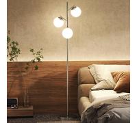 HOMCOM Modern 3 Lights Tree Floor Lamp Globe - Silver, White