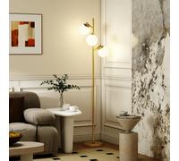 HOMCOM Modern Tree Floor Lamp with 3 Light, for Living Room Bedroom, Gold, Gold