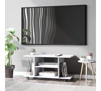 HOMCOM Modern TV Cabinet Stand 3 Tier shelf Storage Shelves Table Wheels in White HOMCOM White
