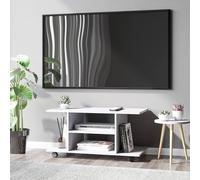 Homcom Modern Tv Cabinet Stand 3 Tier Shelf Storage Shelves Table Wheels In White White