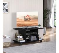 HOMCOM Modern TV Stand Mobile Cabinet With 2 Layer Open Shelf Black, Black