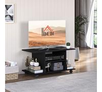HOMCOM Modern TV Stand Mobile Cabinet With 2 Layer Open Shelf Black, Black