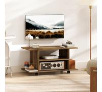 HOMCOM Modern TV Cabinet Stand Storage Shelves Table Mobile Walnut