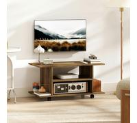 HOMCOM Modern TV Cabinet Stand Storage Shelves Table Mobile Walnut - Natural wood effect - 1 - Walnut