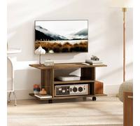 Homcom Modern Tv Cabinet Stand Storage Shelves Table Mobile Walnut, Brown