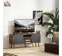HOMCOM Modern TV Cabinet Stand w/ Shelves & Drawers, Bedroom Rustic Brown, Brown