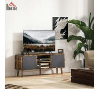 HOMCOM Modern TV Cabinet Stand w/ Shelves & Drawers, Bedroom Brown - Rustic Brown