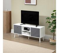 Homcom Modern Tv Cabinet Stand W/ Shelves & Drawers, Bedroom White & Grey