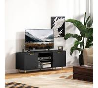 HOMCOM 55-Inch TV Unit with Storage Shelves and Cupboards - Black, Black