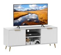HOMCOM Modern TV Stand Cabinet with Storage for Living Room, White