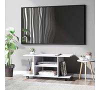 HOMCOM Modern TV Stand Mobile Cabinet With 2 Layer Open Shelf White, White