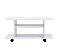 HOMCOM Modern TV Stand & Storage Console - 3-Tier Shelves, 4 Castors with Brakes, Melamine White/Black, Up to 42-Inch TV Code 02-0609/02-0610