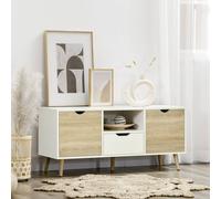 HOMCOM TV Cabinet Entertainment Centre w/ Storage Cabinet and Drawer - Natural | TJ Hughes