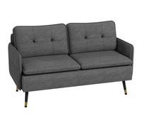 Modern Upholstered Two Seater Sofa for Bedroom Living Room Dark Grey HOMCOM Dark Grey One Size
