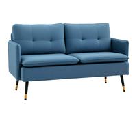 Homcom Two Seater Sofa With Steel Legs Button Tufted Backrest For Living Room In Blue Blue One Size
