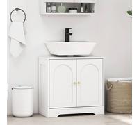 HOMCOM 2 Door White Modern Under Sink Bathroom Cabinet