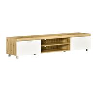 HOMCOM Modern Unit For TV With Cabinet Shelf Light Brown, Brown