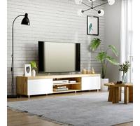 Homcom Modern Unit For Tv W/ Cabinet Shelf For Living Room Oak
