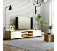 HOMCOM Modern TV Unit with Cabinet Shelf - Light Brown and White, none