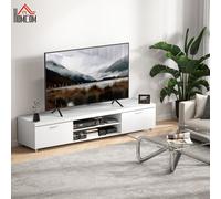 HOMCOM Modern Unit for TV with Cabinet Shelf for Living Room in White HOMCOM White