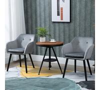 HOMCOM Modern Upholstered Fabric Bucket Seat Dining Armchairs Set Of 2 Grey, Grey