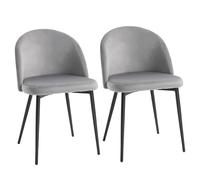 HOMCOM Modern Upholstered Fabric Bucket Seat Dining Chairs Set of 2 Grey