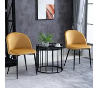 HOMCOM Modern Upholstered Fabric Bucket Seat Dining Chairs Set Of 2 - Yellow, Yellow