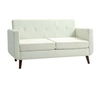 HOMCOM Modern Upholstered Fabric Loveseat Sofa for Living Room, Cream, Cream