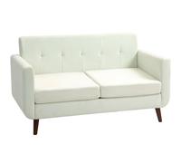 HOMCOM Modern Upholstered Fabric Loveseat Sofa, Cream - Cream - Linen (Polyester) - 2 Seater