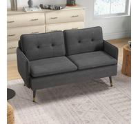 Modern Upholstered Two Seater Sofa for Bedroom Living Room Dark Grey HOMCOM Dark Grey One Size