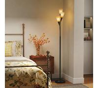 HOMCOM Modern Upright Floor Lamp with 3 Light, Steel Base for Living Room