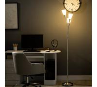 Homcom Modern Upright Floor Lamp With 3 Light, Steel Base For Living Room