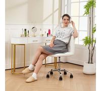 Homcom Modern Vanity Computer Desk Chair With Rolling Wheels, White White One Size