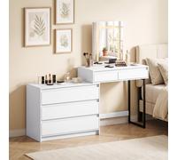 HOMCOM Vanity Makeup Desk LED Mirror Dressing Table Large Storage 5 Drawers White