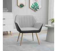 HOMCOM Accent Chairs Velvet Armchairs for Living Room and Bedroom Light Grey